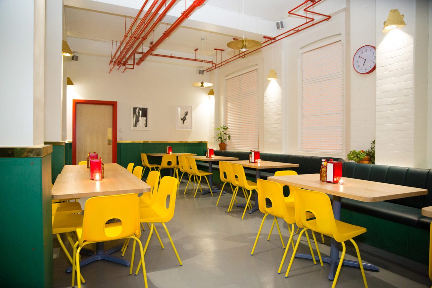The interior of Chicken Town, a converted Grade II-listed former fire station on Tottenham Green, designed by Assemble Studio.